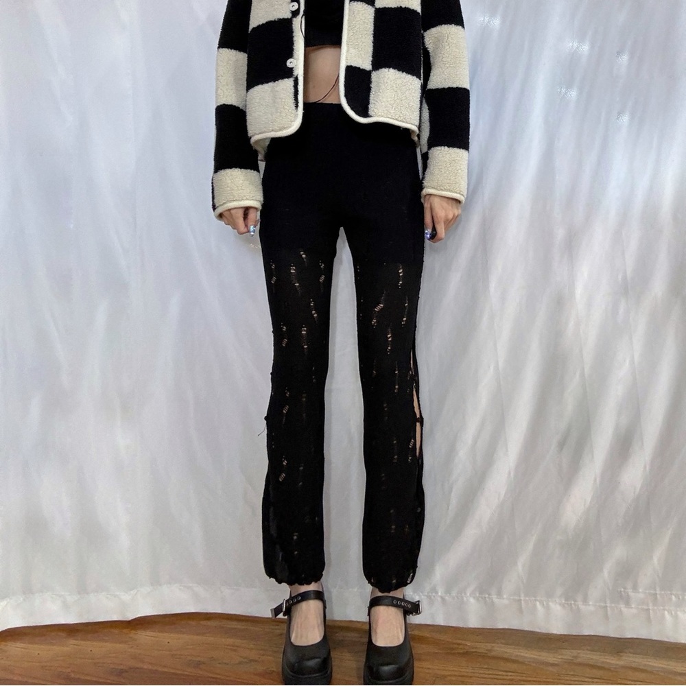 The Source Unknown Diagonal Button Loose Knit Pan… - image 2